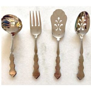 Vintage Oneida Valerie Distinction Deluxe Stainless Serving Set 4 Pc Scalloped